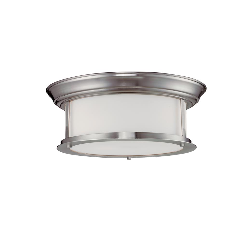Z-Lite 2002F13-BN 2 Light Ceiling in Brushed Nickel with a Matte Opal Shade